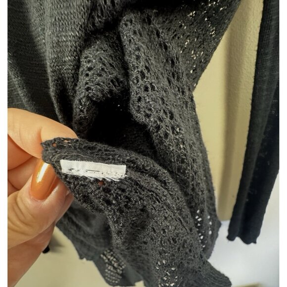 Poof Women M Black Open Knit Boho Asymmetrical Whimsigoth FairyGrunge Free Spiri - Picture 4 of 10